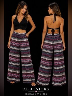 Eyeshadow Girls Boho Wide Leg Pants XL Juniors Festival Beach Lounge